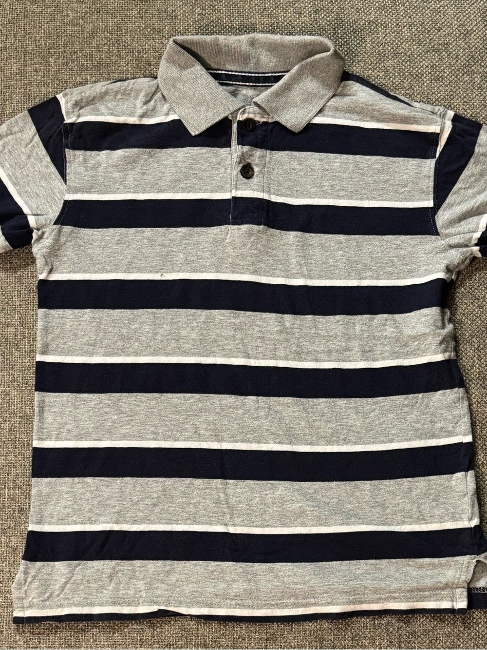 The Children’s Place Boys Polo Gray Navy Short Sleeve Button Up Shirt Size M/7